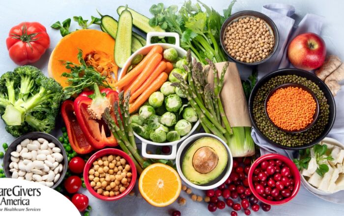 An array of healthy food represents a diabetes-friendly diet.