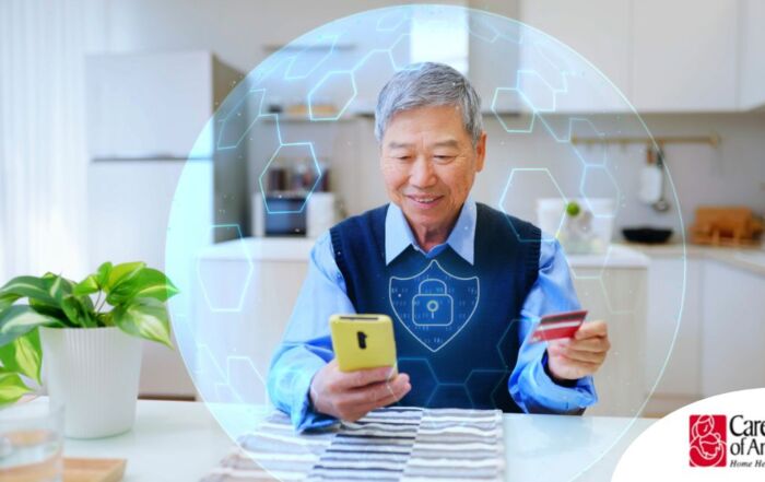 A senior stays safe from scammers