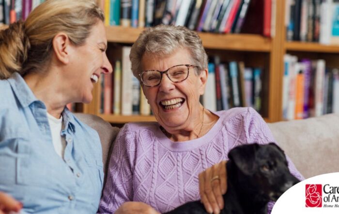 Through dementia care at home, a caregiver provides support to a senior.