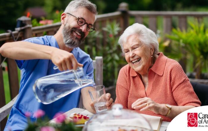 A caregiver provides Home Care for Seniors in the summer months.
