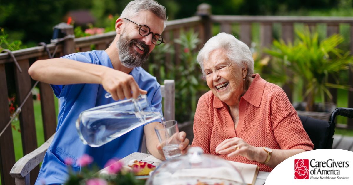A caregiver provides Home Care for Seniors in the summer months.